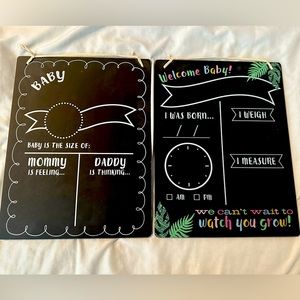Brand new “Welcome baby” set of 2 reversible chalkboard signs